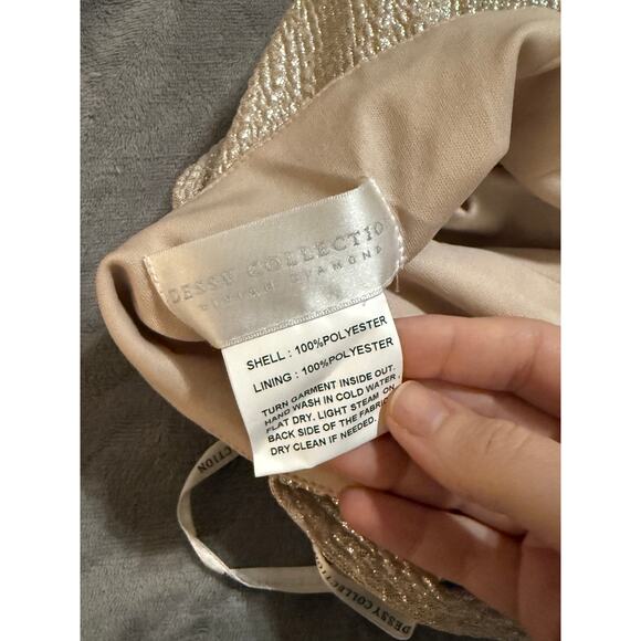 NWT Dessy Formal Maxi Dress One Shoulder TWIST METALLIC GOWN Rose Gold Size 0 - Picture 5 of 11